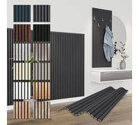 HEXIM Paneles Acústicos 138,5x60cm - Pared de Lamas Flexible Madera MDF Paneles de Pared Revestimiento de Lamas Revestimiento Mural (12 paneles / 9,96 m² Black Lead - APH05)