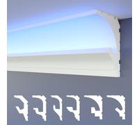 HEXIMO LED molduras de estuco 2en1, iluminación indirecta molduras de techo XPS poliestireno perfil de iluminación abombado (30,6 Metros HLED 1)