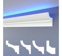 HEXIMO LED Molduras de estuco clásico, molduras de pared y techo con iluminación indirecta de poliestireno XPS Cala ligera (30,6 Metros HLED 9)