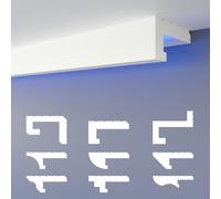 HEXIMO LED Perfil de sombra Molduras de estuco, iluminación indirecta Techo de placas de yeso de poliestireno XPS luz abocinada (Muestra HLED 11)