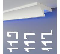 HEXIMO LED Perfil de sombra Molduras de estuco, iluminación indirecta Techo de placas de yeso de poliestireno XPS luz abocinada (30,6 Metros HLED 14)