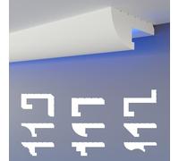 HEXIMO LED Perfil de sombra Molduras de estuco, iluminación indirecta Techo de placas de yeso de poliestireno XPS luz abocinada (10,2 Metros HLED 15)