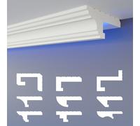 HEXIMO LED Perfil de sombra Molduras de estuco, iluminación indirecta Techo de placas de yeso de poliestireno XPS luz abocinada (30,6 Metros HLED 16)