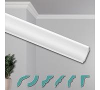 HEXIMO Molduras de Techo Modernas XPS Poliestireno Blanco, 2 Metros Cornisas Poliestireno Molduras Decorativas Molduras de Esquina (Esquinas precortadas ZG9)