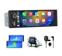 Hexinex 1 DIN Radio Coche Universal con Pantalla Táctil 6.36 Pulgadas, con CarPlay/AndroidAuto/Mirror Link, Admite Carga Type-C/USB/Micrófono/FM/EQ/WiFi/GPS/Bluetooth/USB/SWC y Cámara Trasera