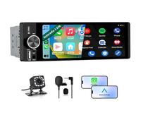 Hexinex 6.36 Pulgadas 1 DIN Radio Coche Universal con Pantalla Táctil, con CarPlay/AndroidAuto/Mirror Link, Admite Carga Type-C/USB/Micrófono/FM/EQ/WiFi/GPS/Bluetooth/USB/SWC y Cámara Trasera