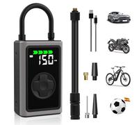Hexinex 6500mAh Compresor Aire Portatil, Inflador Eléctrico 150 PSI Mini Bomba de Aire con Pantalla LCD Digital, Linterna LED Inflador Ruedas Coche con Linterna LED, Coche,Moto, Pelotas