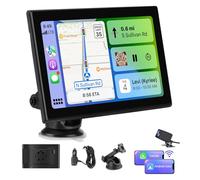 Hexinex 7”Pantalla de Coche CarPlay/Android Auto Inalámbrico/MirrorLink para Coche, Reproductor de Coche Pantalla Tactíl Admite Bluetooth/Asistencia de Voz/Google/USB/SD/FM/Sin Instalación/Cámara 6M