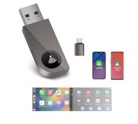 Hexinex Adaptador Inalámbrico 2 en 1 para Apple CarPlay y Android Auto, Plug & Play, USB C/A, Compatible con iOS 10+/Android 11+, Adecuado para vehículos Que Funcionan con CarPlay/Android Auto