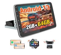 Hexinex Android 13.0 [2GB+64GB] Radio Coche 1 DIN Universal con Pantalla Táctil Inclinable y Giratoria de 10.1 Pulgadas, Autoradio Admite CarPlay/Android Auto Inalámbrico/MirrorLink/WiFi/Bluetooth/FM