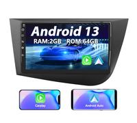Hexinex [Android 13.0 2GB+64GB] Radio Coche Pantalla Seat Leon MK2 2005-2012 con Carplay/AndroidAuto,9 Pulgadas Pantalla Táctil con 28 Interfaces de Temas/WiFi/GPS/Bluetooth/DSP/RDS/USB/FM/MirrorLink