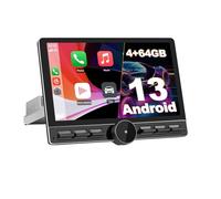 Hexinex Android 13.0 [4GB+64GB] Radio Coche 1 DIN Universal con Pantalla Táctil Inclinable y Giratoria de 10.6 Pulgadas, Autoradio Admite CarPlay/Android Auto Inalámbrico/MirrorLink/WiFi/4G/Bluetooth
