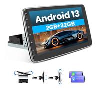 Hexinex Android 13 2GB+32GB 1 DIN Radio Coche Universal con Pantalla Táctil y Giratoria de 10 Pulgadas, con CarPlay/AndroidAuto/Mirror Link, WiFi/GPS/Bluetooth/RDS/USB/FM/Mandos del Volante