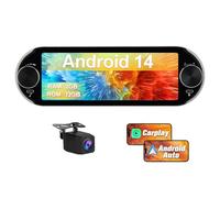 Hexinex Android 14 Radio Coche 1 DIN Universal con Pantalla Táctil 6.86 Pulgadas, con CarPlay/AndroidAuto/Mirror Link, WiFi/GPS/Bluetooth/RDS/USB/FM/Mandos del Volante con Cámara Trasera