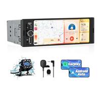 Hexinex Radio de Coche 1 DIN Universal con Carplay y Android Auto Inalámbrico,Autoradio 1 DIN con Pantalla Táctil de 6.36 Pulgadas y Cámara Trasera, Admite Bluetooth/Mandos Volante/FM/USB/TF