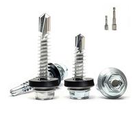 Hexizexi 100 Piezas Tornillos Autorroscantes 4.8x32mm Tornillos Roscachapas Autotaladrantes plata con Arandela con 2 Vaso M8 Taladro para Panel Sandwich Tejado Metal Chapas Aluminio