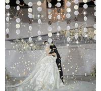 Hexizexi 6pcs 4m Guirnalda de Papel Redonda 78 Pies Plateado Guirnalda de Círculos de Papel Brillante Decoracion Colgante Fiestas Cumpleaños Bodas Hogar y Celebraciones