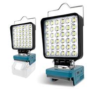 HEXJOSGL Luz de trabajo LED inalámbrica portátil de 36 LED para batería Makita de 18 V, con puerto USB y tipo C de carga rápida doble, iluminación de garaje, luces de camping, focos de obras (sin