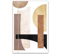 Hexoa Bauhaus Terracotta - Lienzo impreso (40 x 60 cm), diseño geométrico, color marrón