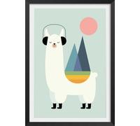 Hexoa Póster de música de alpaca con marco negro 30x45cm
