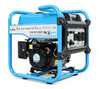 HEXWELT Generador Inverter Gasolina 3200 W 230 V HW-API-3500i | Tecnología inverter, motor de gasolina de 4 tiempos, arranque manual, puertos USB y suministro eléctrico portátil.