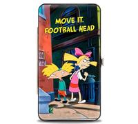Hey Arnold! - Bisagra Buckle-Down unisex para adultos - Arnold & Helga Pose Move It, cartera de cabeza de fútbol, multicolor, 7 x 4 EE. UU., multicolor, 7 x 4 pulgadas
