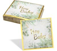 Hey Baby - Servilletas de fiesta, 50 servilletas desechables con patrón de hojas florales para bodas, duchas y decoración de mesa de banquetes
