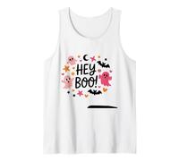 Hey Boo - Camisa Linda Rosa y Naranja con Estrellas Fantasmas y murciélagos Camiseta sin Mangas