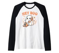 Hey Boo Ghost Girl Calling Phone Halloween Spooky Boo JEE Camiseta Manga Raglan