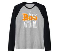Hey Boo Ghost Halloween Camiseta Manga Raglan
