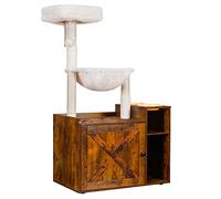 Hey-brother Árbol para gatos con caja de arena XL, torre para gatos todo en uno para gatos de interior con hamaca grande, cama, estación de alimentos, postes rascadores, muebles para mascotas de