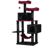 Hey-brother Mueble grande de condominio para gatos de varios niveles con postes rascadores cubiertos de sisal, 2 condominios de felpa más grandes, hamaca de percha para gatitos, gatos y mascotas,