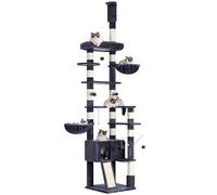 Hey-brother Rascador para Gatos XXL, Altura Ajustable, 250 cm - 280 cm, hasta el Techo, Torre para Gatos Grandes, con Cueva, Color Gris Ahumado 0MPJ091G
