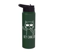 Hey Cancer F U, Funny Cat Middle Finger, F#ck Cancer Stainless Steel Insulated Water Bottle