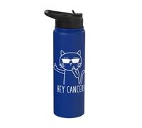 Hey Cancer F U, Funny Cat Middle Finger, F#ck Cancer Stainless Steel Insulated Water Bottle