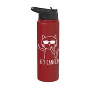 Hey Cancer F U, Funny Cat Middle Finger, F#ck Cancer Stainless Steel Insulated Water Bottle