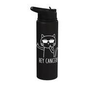 Hey Cancer F U, Funny Cat Middle Finger, F#ck Cancer Stainless Steel Insulated Water Bottle
