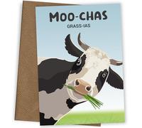 Hey Chimp Moochas Gracias Thank You Card,Tarjeta de felicitación de agradecimiento individual con una vaca divertida. Di un gran agradecimiento, Sorry You're Leaving, Goodbye, Thanks for Being There