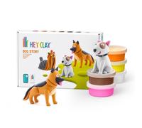 HEY CLAY Historia De Perros - Kit creativo de manualidades con 6 botes de masa para modelar de secado al aire para niños de 3+ años (Bull Terrier, Yorkie, Pastor Alemán)