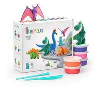 HEY CLAY - Kit creativo de manualidades con 15 botes de masa para modelar de secado al aire para niños de 3+ años (Dinosaurios)