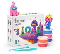 HEY CLAY - Kit de 15 botes de arcilla autocurable para niños - Juego de esculturas interactivas para niños de 3 a 8 años (Monstruos)
