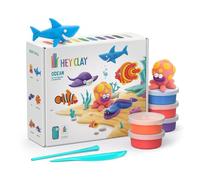 HEY CLAY - Kit de 15 botes de arcilla autocurable para niños - Juego de esculturas interactivas para niños de 3 a 8 años (Océano)