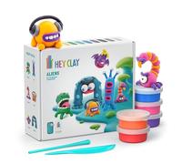 HEY CLAY - Kit de 15 botes de arcilla autocurable para niños - Juego de esculturas interactivas para niños de 3 a 8 años (Aliens)