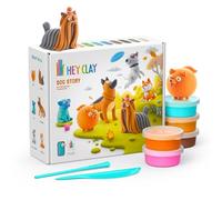 HEY CLAY - Kit de 15 botes de arcilla autoendurecible para niños - Juego de esculturas interactivas para niños de 3 a 8 años (Historia de Perros)