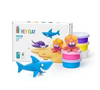 HEY CLAY Océano - 6 botes de masa para modelar de secado al aire para niños - Kit creativo de manualidades 3+ (Tiburón, Pulpo, Mantarraya)