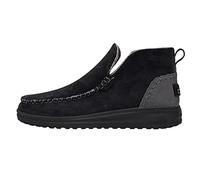 Hey Dude Suede - Botines de Mujer Estilo Mocasines - Color Black - Zapatos de Mujer de Ante - Plantilla de Espuma de Memoria - Talla EU 38