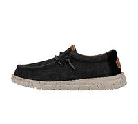 Hey Dude Wally Youth Slub Canvas | Mocasines Juveniles | Zapatos sin Cordones para niños | Cómodo y Ligero, Negro -, 13 Big Kid