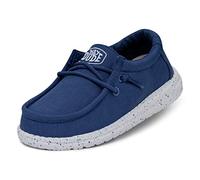 Hey Dude Wally Youth Slub Canvas Moccasin True Blue, 30 EU, Azul auténtico, 30 EU