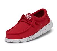 Hey Dude Wally Youth Slub-Lona, Moc Toe Shoes, Rojo, 36 EU
