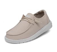 Hey Dude Wendy Slub Canvas Moc Toe Shoes, Natural, 42 EU